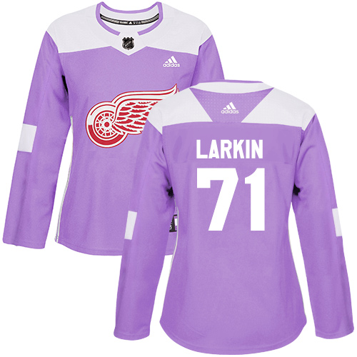 Adidas Red Wings #71 Dylan Larkin Purple Authentic Fights Cancer Women's Stitched NHL Jersey - Click Image to Close